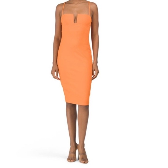 Susana Monaco Orange Square Wire String Midi Dress in Popsicle Medium New - Picture 1 of 7